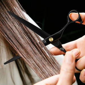 Set foarfece de tuns si filat Ametis marime 6" negru cu geanta depozitare frizerie - Img 6
