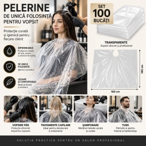 Set pelerine de unica folosinta vopsit, 100 buc, 140x160cm, frizerie si coafor - Img 2