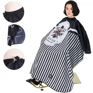 Set Sort ecopiele cu pelerina complementara Cosmo01s pentru frizerie barber unisex cu dungi, buzunare - Img 8