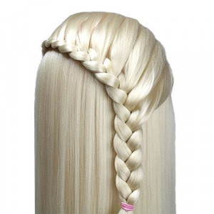 Cap practica manechin salon frizerie coafor Lung Des Sintetic 60cm Blond + 6 Piepteni carbon - Img 3