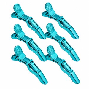 Clipsuri Coafor pentru par Profesionale – Set 6 Bucăți, Tip Crocodil, turquoise Metalizat