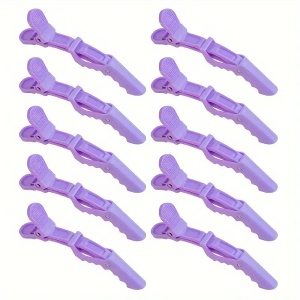 Clipsuri coafor profesionale, tip crocodil, 11.5cm, plastic dur, mov, 6buc
