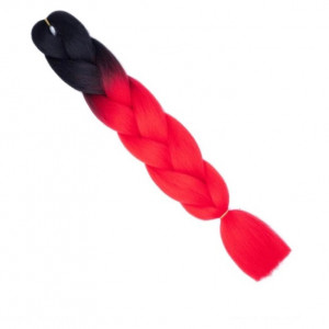 Extensii par sintetic coada jumbo ombre pentru impletituri negru rosu