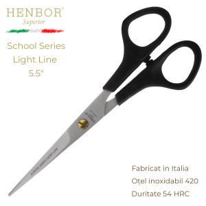 Foarfecă de Tuns Profesională Henbor School Series Light Line 5.5" – Oțel Inoxidabil 420, 54 HRC, Fabricată în Italia