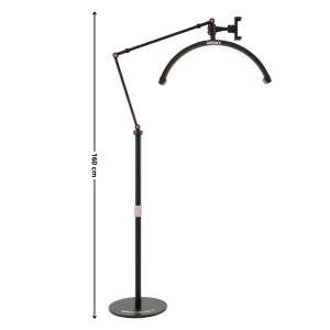 Lampă cosmetică LED Moon Light, semilună profesională, neagră, 20W, 1800 lm – iluminare pentru gene, cosmetică și micropigmentare