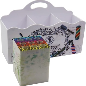 Organizator frizerie Ardette, Alb, 24X16x8cm, Plastic dur, 3 compartimente - Img 3