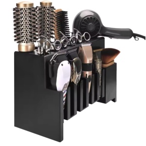 Organizator frizerie profesional Negru, pentru perii coafor, masini de tuns, fixare pe masa sau de perete - Img 2