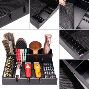 Organizator profesional ustensile frizerie și barber, negru, 38x30 cm, pentru mașini de tuns și foarfece - Img 4