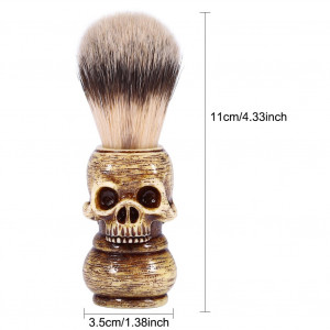 Pamatuf barbierit clasic, Model retro cap schelet craniu, maner sculpta de lemn - Img 4