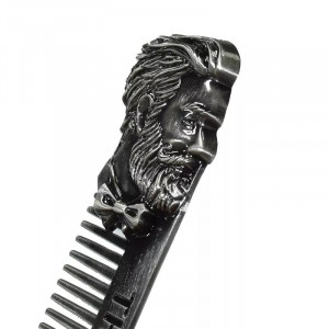 Pieptene barba metalic frizerie coafor Ardette, sterilizabil, model The Men Time - Img 5