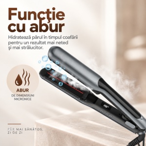 Placa pentru Par cu Abur si Incalzire cu Infrarosu, 230°C, Indreapta si Onduleaza, Protectie Termica, Hidratare si Stralucire naturala, Temperatura Reglabila, Functie Abur - Img 6
