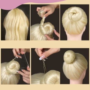 Plasa pentru coc blond, set 50 bucati – plase par coc pentru balet, gimnastica si coafor - Img 4
