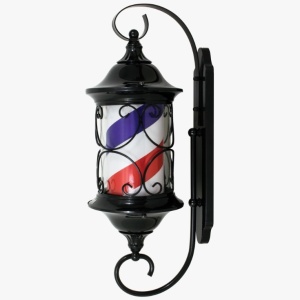 Reclama luminoasa Barber Shop, Semn Barber Pole, 64cm, rotativ, metal, tip felinar