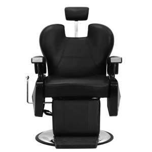 Scaun barber shop profesional, rabatabil, reglabil, cu tetiera, negru cu argintiu - Img 2