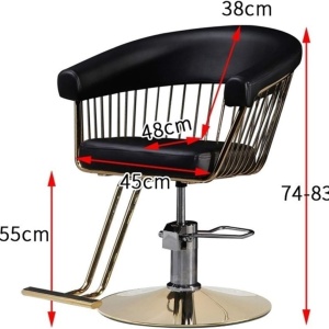 Scaun coafor, hidraulic, Negru cu finisaje aurii, SFE010 - Img 2