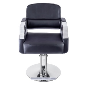 Scaun coafor hidraulic profesional, negru cu argintiu - Img 2