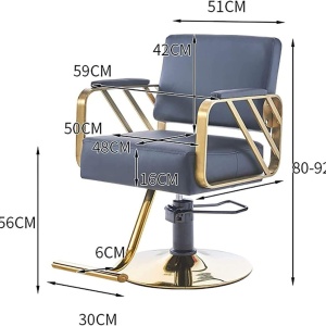 Scaun coafor luxos, Negru cu auriu, hidraulic, reglabil pe inaltime, pentru frizerie - Img 4