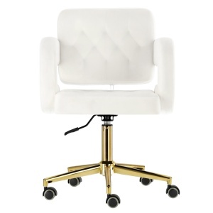 Scaun manichiuriste Luxos pentru salon infrumusetare, gri cu auriu, hidraulic, reglabil pe inaltime - Img 4