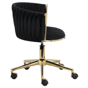 Scaun manichiuriste, Spa, Catifea Luxoasa, pentru salon infrumusetare, negru cu auriu, hidraulic - Img 3