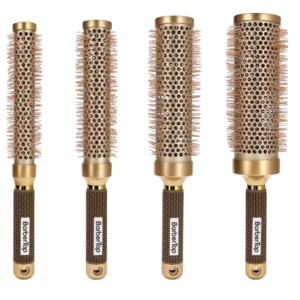 Set 4 Perii Rotunde Profesionale Coafor XXL – Aurii, 25/32/45/53 mm, Corp Lung 31-32 cm