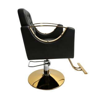 Set complet mobilier coafor cu 2 posturi de lucru – negru cu gold, cu scafa frizerie, scaune coafor si oglinzi - Img 7