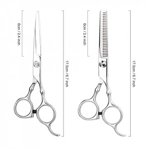 Set foarfeca de tuns si filat Vintiago 6" pentru frizerie coafor salon inox piepten carbon - Img 5