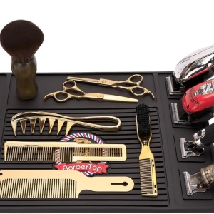Set frizerie complet profesional cu foarfeca tuns filat, 14 piese, Gold auriu, Barber - Img 8
