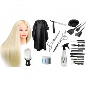 Set frizerie profesional Starter cu cap papusa manechin coafor - Img 1