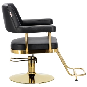 Set mobilier frizerie si coafor cu scaun coafor si unitate de spalare, Negru cu Auriu - Img 6