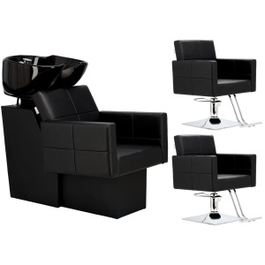 Set mobilier salon frizerie cu scafa profesionala, 2 scaune coafor - Img 1