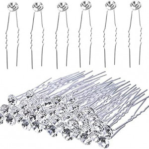 Ace de par pentru mireasa cu cristale argintii set 20buc - Img 1