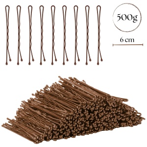 Agrafe de Păr Profesionale Ondulate 500 g, 6 cm, Maro