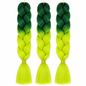 Extensii Păr Sintetic Jumbo Braids Ombre Emerald Neon pentru Împletituri - Img 2