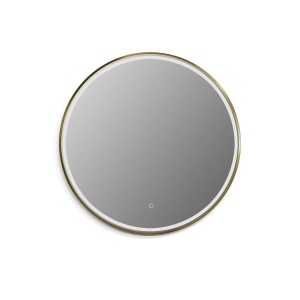 Oglinda LED salon frizerie coafor, rotunda, margine aurie, mare, 80cm diametru - Img 3