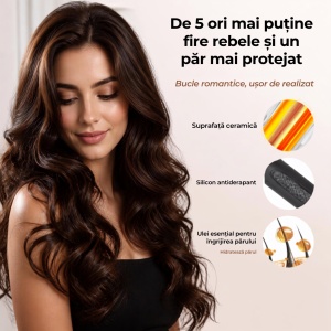 Ondulator Automat de Par, Rotativ, Aparat pentru bucle, Invelis din Turmalina Ceramica, Protectie avansata - Img 7