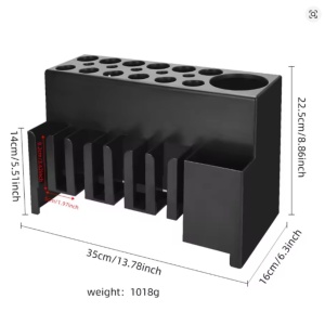 Organizator frizerie profesional Negru, pentru perii coafor, masini de tuns, fixare pe masa sau de perete - Img 8