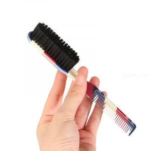 Perie barba dubla, de buzunar, cu pieptene barber, pentru fade - Img 3