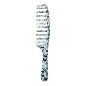 Piepten barber profesional cu maner imprimeu vintage Dolari, Alb Verde