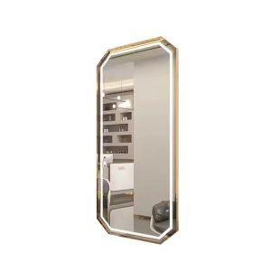 Post de lucru consola coafor Oglinda LED PS009, margine aurie, 120x60 cm, cu touch - Img 1