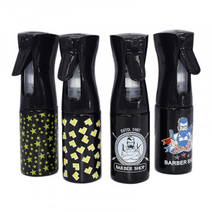 Pulverizator automat frizerie cu imprimeu barber shop, negru, 200ml