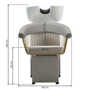 Scafa frizerie coafor, bej crem cu auriu, profesionala, bazin ceramic alb - Img 2
