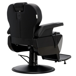 Scaun frizerie barber profesional, cu tetiera, rabatabil pe spate, negru total - Img 3