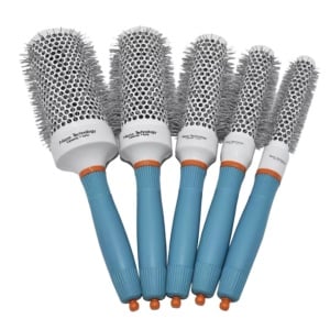 Set 5 Perii Coafor Profesionale Ceramice Ionice Rotunde Gri cu Albastru – 19, 25, 32, 45, 53 mm - Img 8