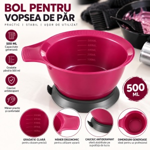 Set Bol cu 3 pensule pentru Vopsea de Păr 500 ml Profesional - Img 2