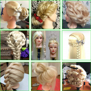 Set cap manechin cu par Blond, Bride, cu pieptan mireasa si ace coc nunta - Img 6