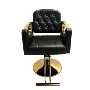 Set complet mobilier coafor cu 2 posturi de lucru – negru cu gold, cu scafa frizerie, scaune coafor si oglinzi - Img 4
