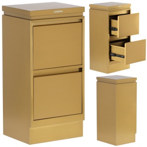 Set Mobilier frizerie cu 2 scaune coafor, 1 scafa, 2 oglinzi Led cu Auriu - Img 7