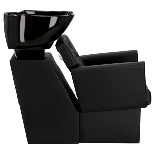 Set mobilier frizerie cu scafa, scaun coafor, oglinda Led, Negru cu Argintiu - Img 7