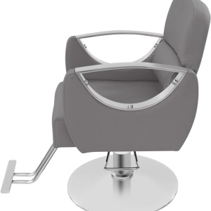 Set Scafa frizerie cu 2 scaune coafor, gri cu argintiu si 2 oglinzi frizerie silver LED - Img 6