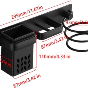 Suport de perete pentru uscator, placa de par, organizator frizerie, negru, 29x7x12cm - Img 2
